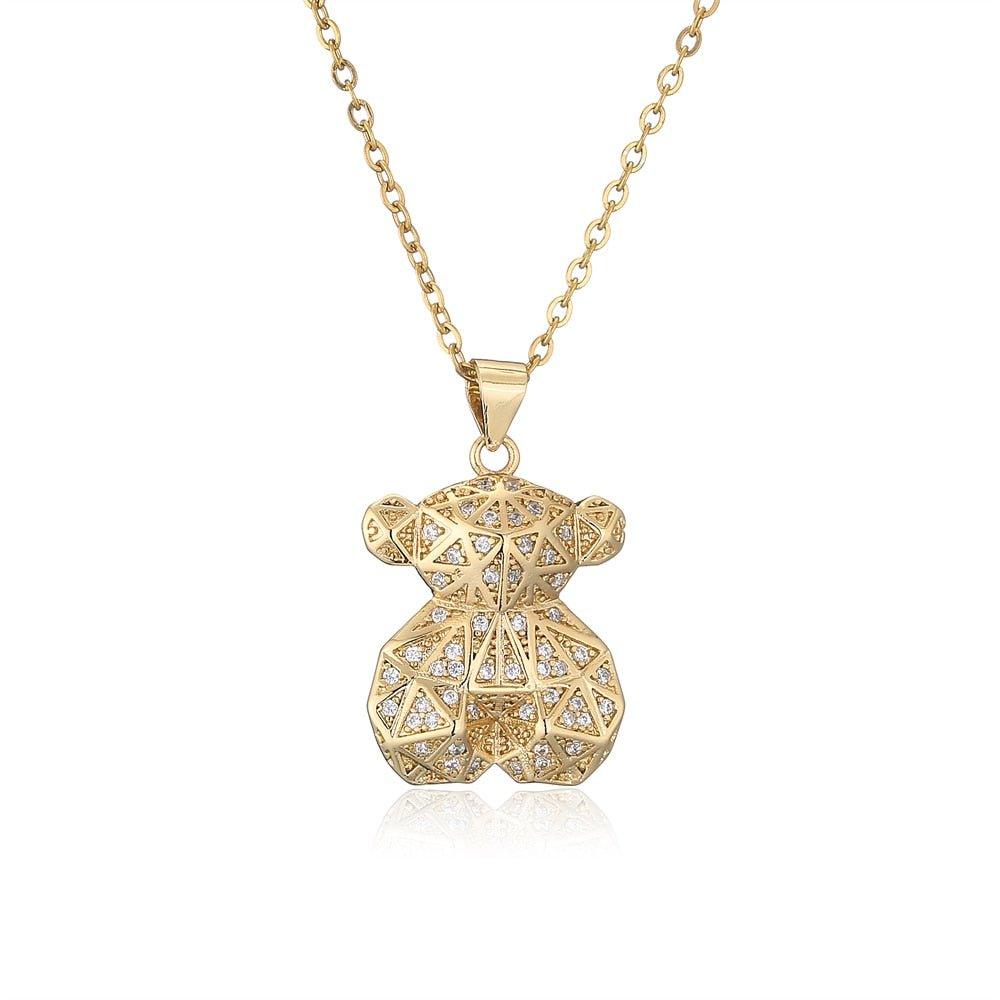 Collier pendentif ourson géométrique en strass - MonPendentif