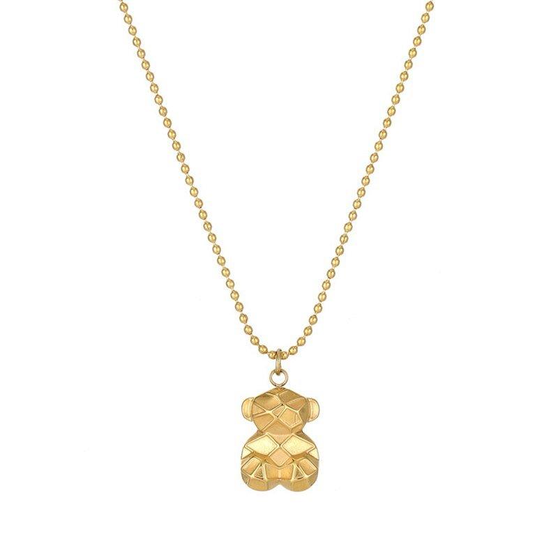 Collier pendentif ourson géométrique mini palqué or