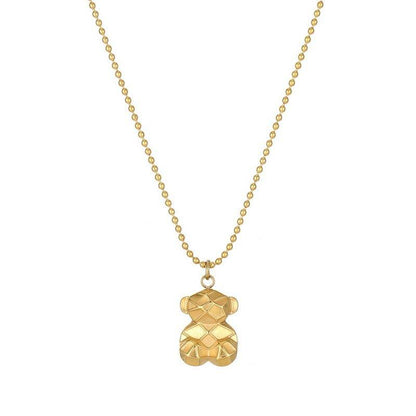 Collier pendentif ourson géométrique mini palqué or