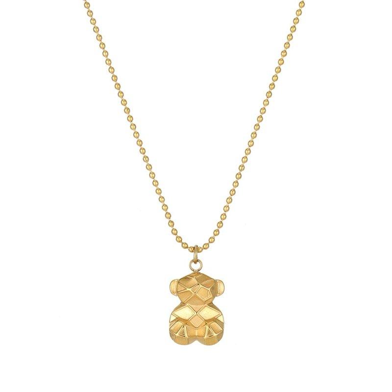 Collier pendentif ourson géométrique mini palqué or - MonPendentif
