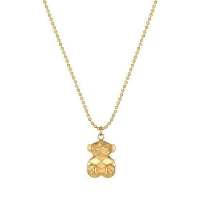 Collier pendentif ourson géométrique mini palqué or - MonPendentif