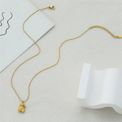 Collier pendentif ourson géométrique mini palqué or
