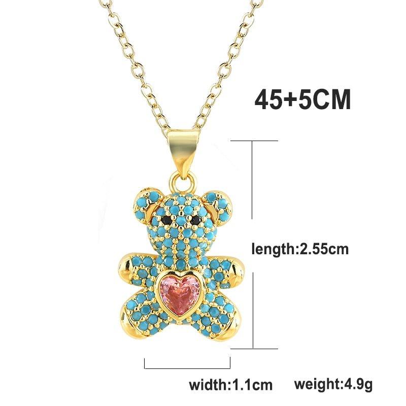 Collier pendentif ourson incrusté de pierres