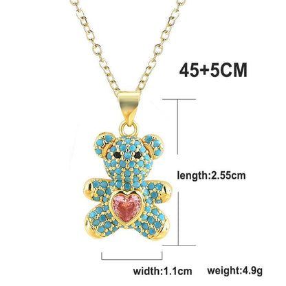 Collier pendentif ourson incrusté de pierres