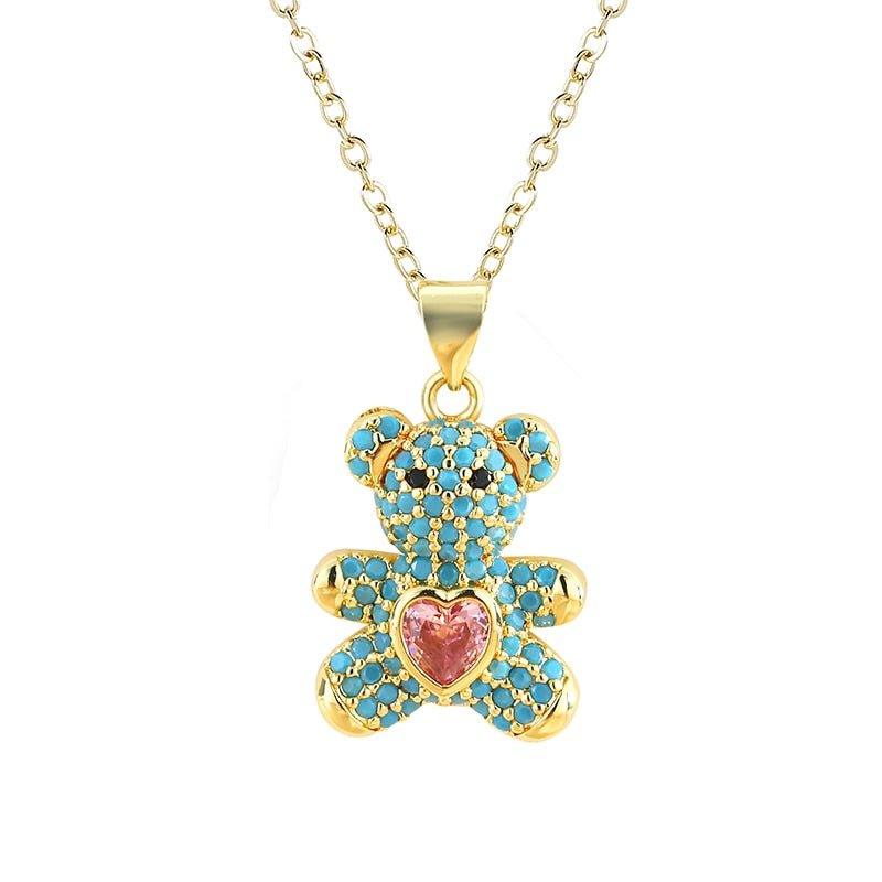 Collier pendentif ourson incrusté de pierres - MonPendentif