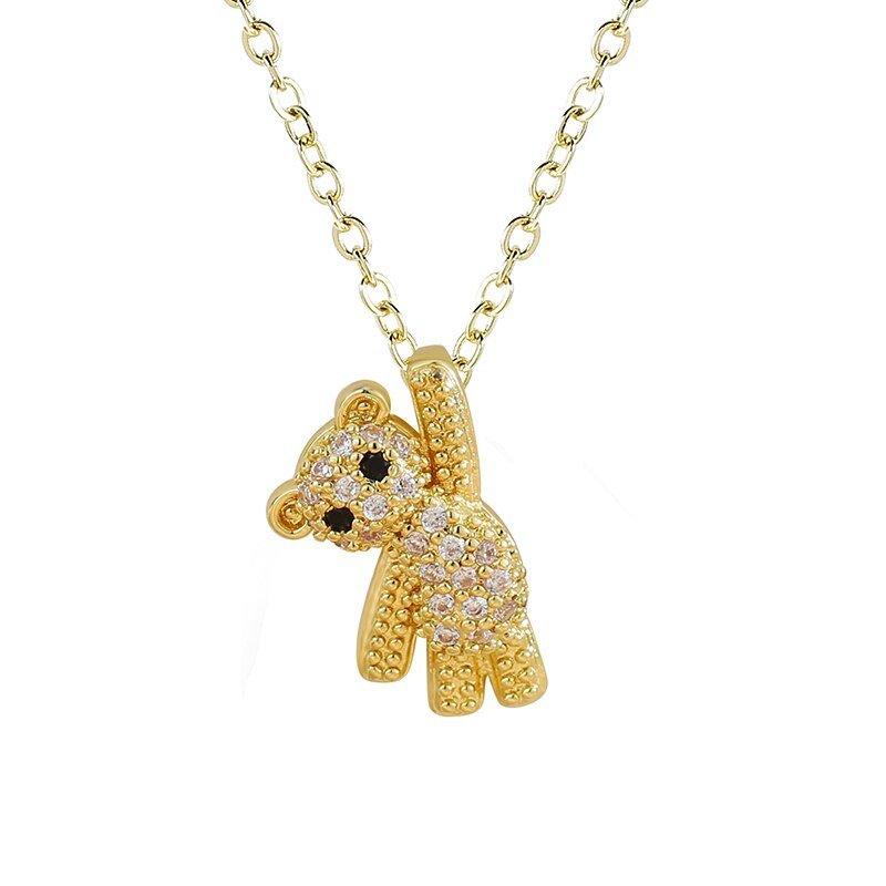 Collier pendentif ourson incrusté de pierres - MonPendentif