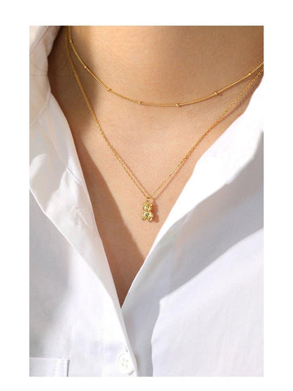 Collier pendentif ourson mignon argent 925 plaqué or