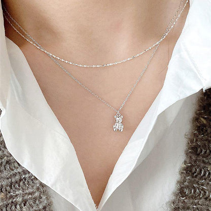 Collier pendentif ourson mignon argent 925 plaqué or
