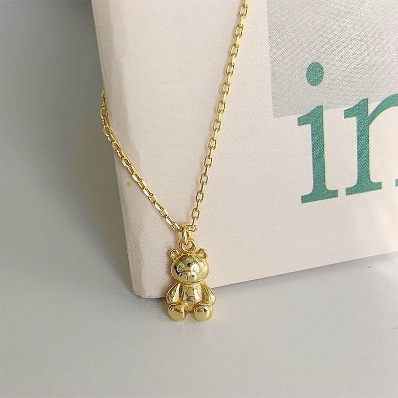 Collier pendentif ourson mignon argent 925 plaqué or