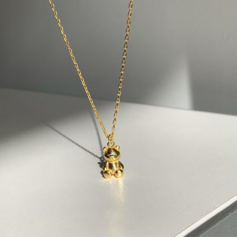 Collier pendentif ourson mignon argent 925 plaqué or