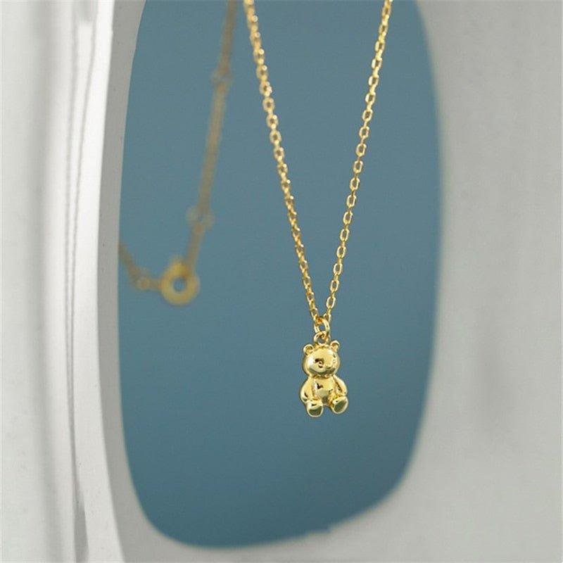 Collier pendentif ourson mignon plaqué or / argent