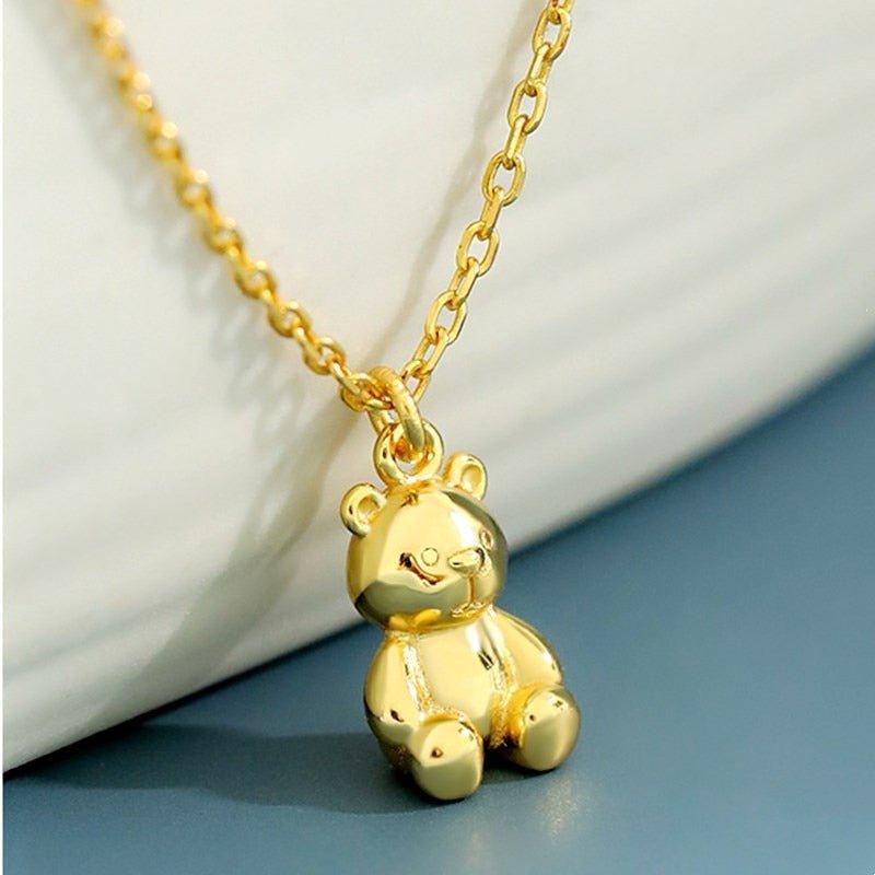 Collier pendentif ourson mignon plaqué or / argent
