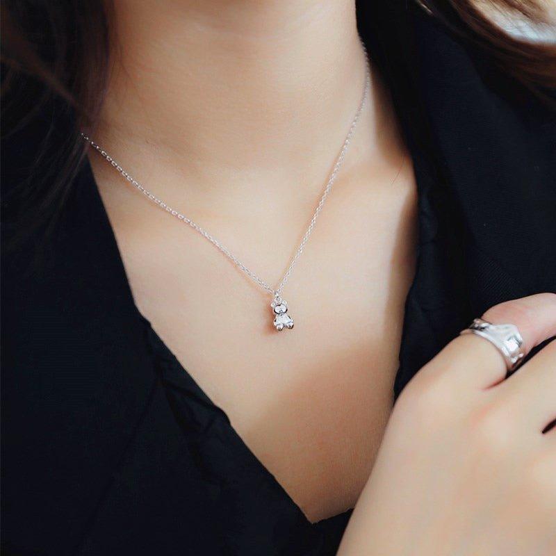 Collier pendentif ourson mignon plaqué or / argent