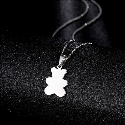 Collier pendentif ourson plat minimaliste plaqué argent