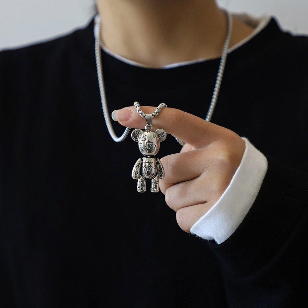 Collier pendentif ourson punk