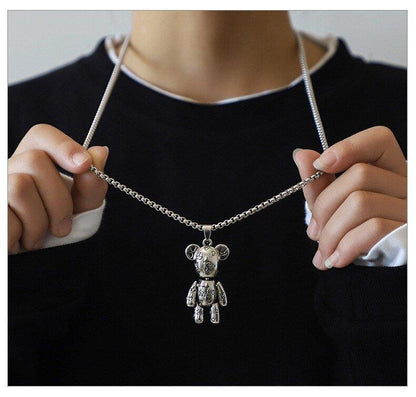 Collier pendentif ourson punk