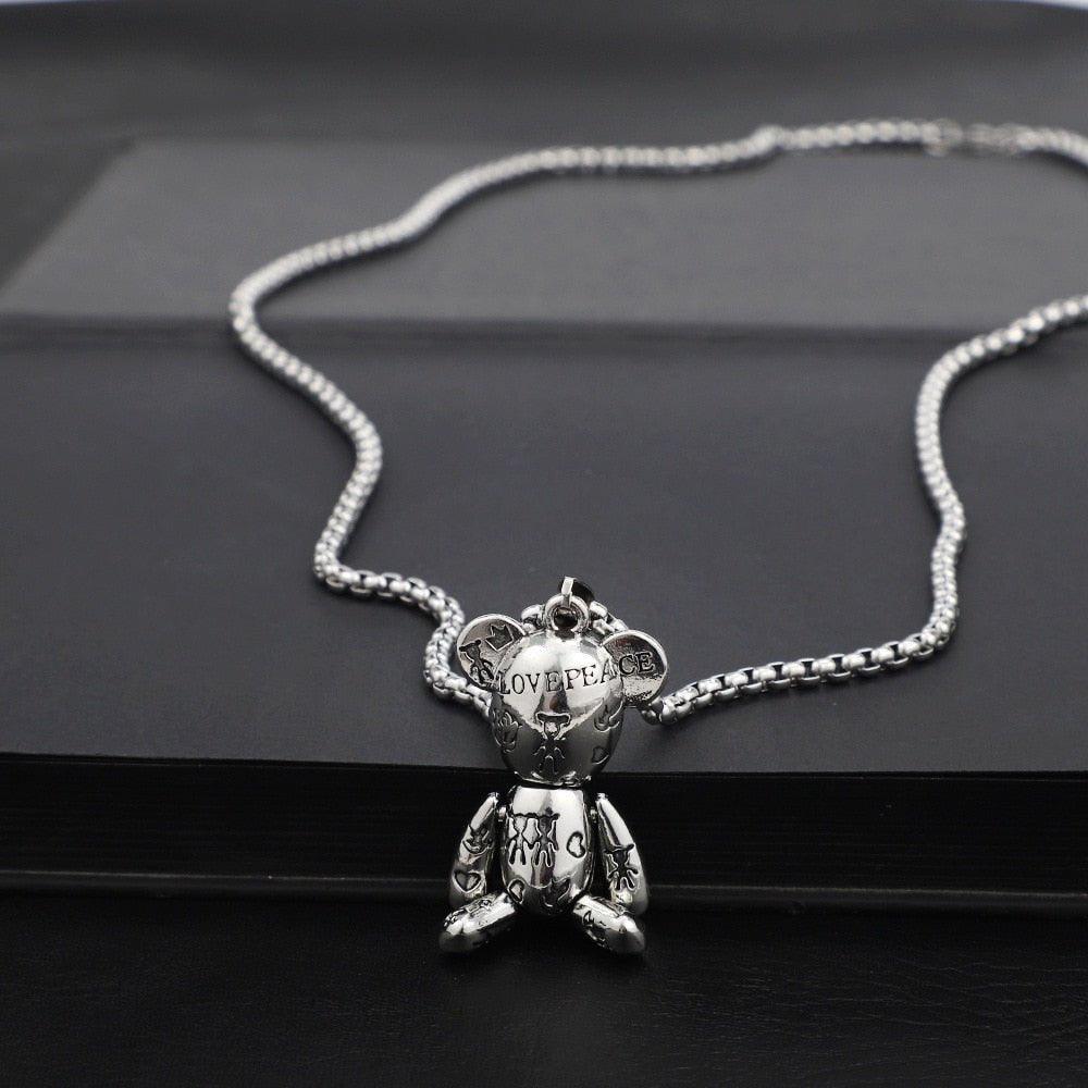 Collier pendentif ourson punk
