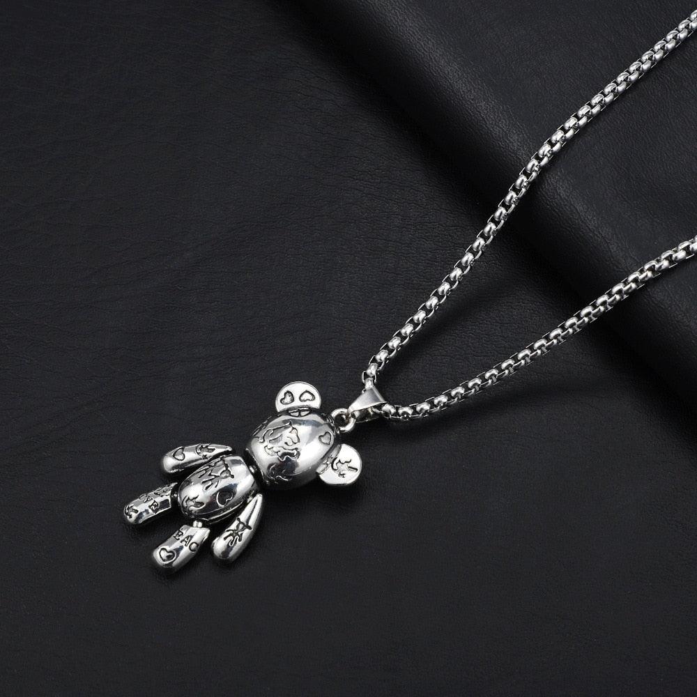 Collier pendentif ourson punk