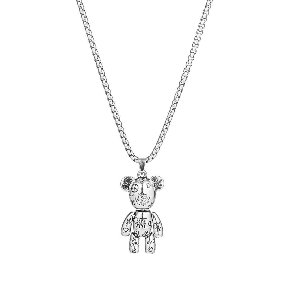 Collier pendentif ourson punk
