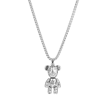 Collier pendentif ourson punk