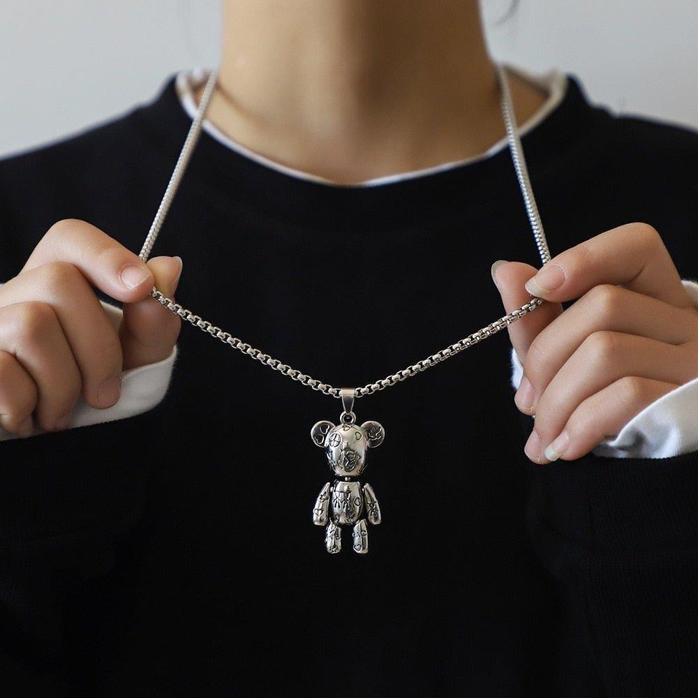 Collier pendentif ourson punk