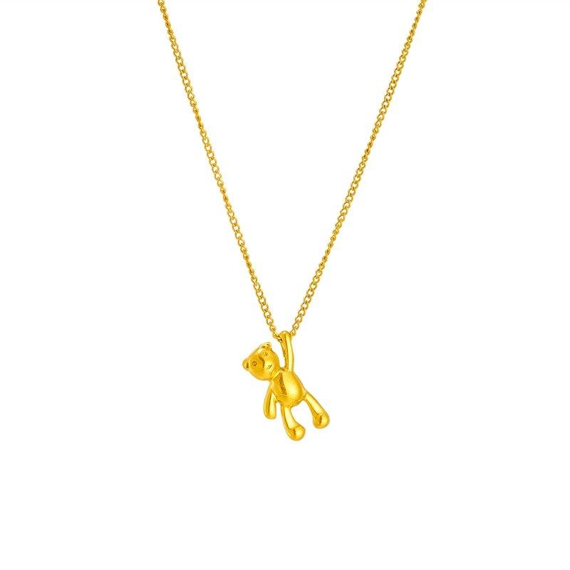 Collier pendentif ourson suspendu plaqué or