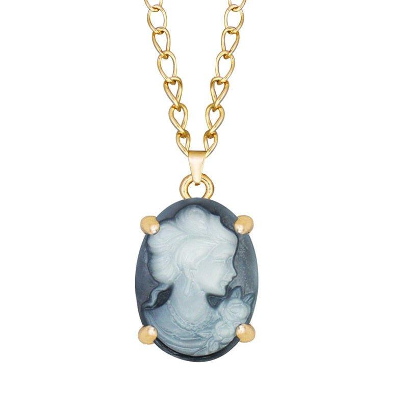 Collier pendentif ovale femme en camée différentes couleurs plaqué or - MonPendentif