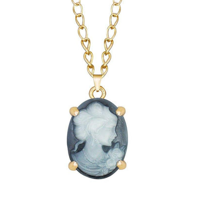 Collier pendentif ovale femme en camée différentes couleurs plaqué or - MonPendentif