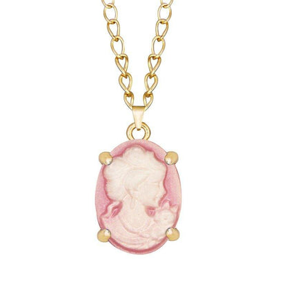Collier pendentif ovale femme en camée différentes couleurs plaqué or - MonPendentif