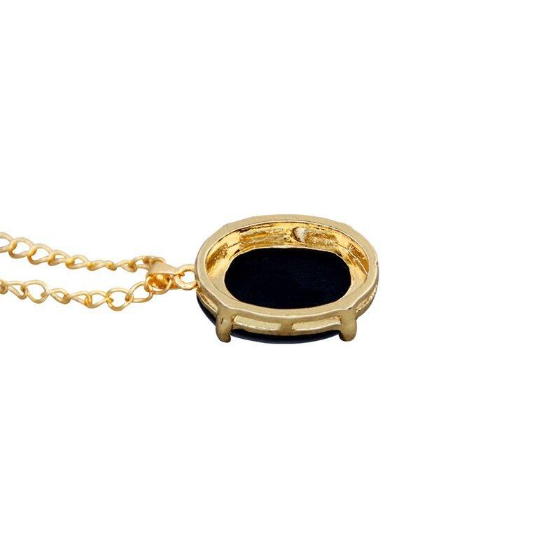 Collier pendentif ovale femme en camée différentes couleurs plaqué or