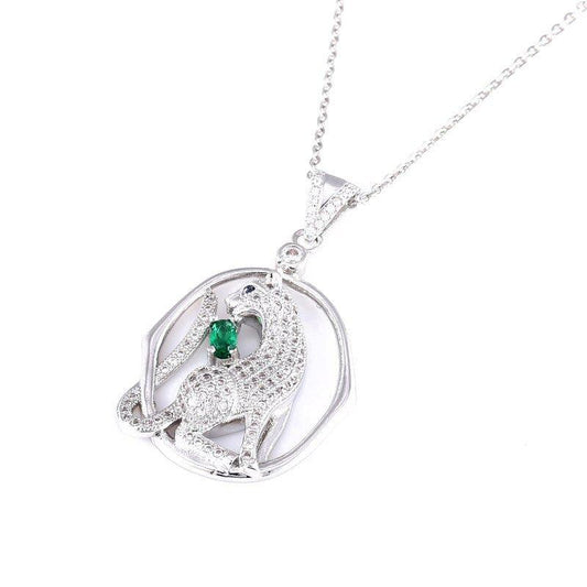 Collier pendentif panthère émeraude et strass plaqué or / or rose / argent - MonPendentif