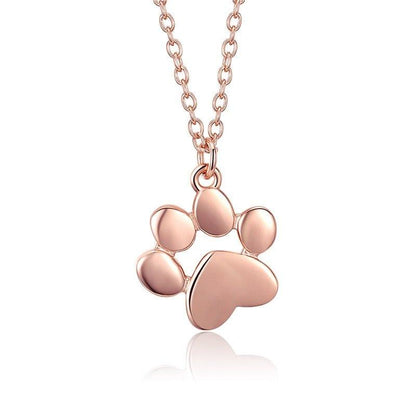 Collier pendentif patte de chat argent sterling 925 plaqué or rose / argent - MonPendentif
