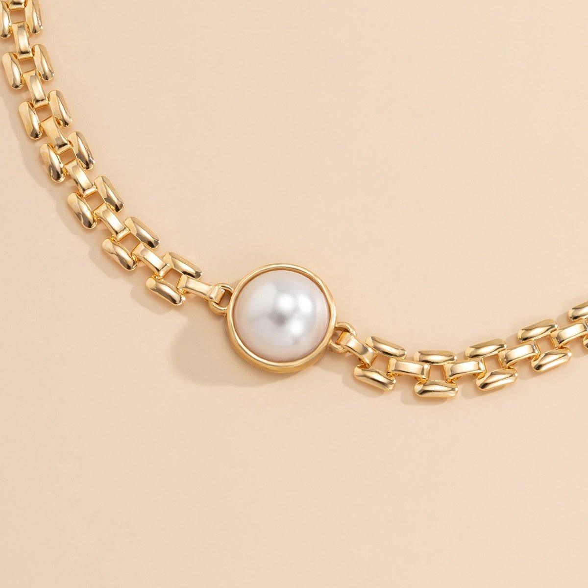 Collier pendentif perle avec chaîne ras de cou plaqué argent / or