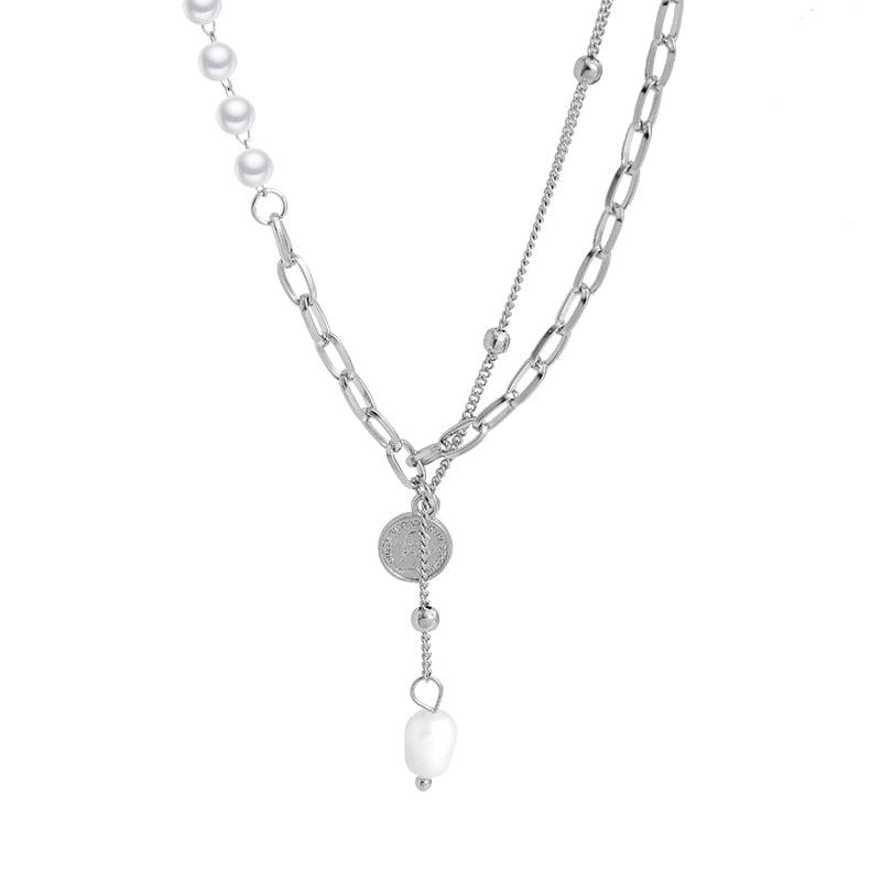 Collier pendentif perle et chaîne avec médaillon - MonPendentif