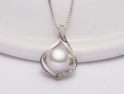 Collier pendentif perle solitaire boho en argent 925