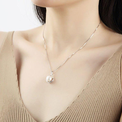Collier pendentif perle solitaire boho en argent 925