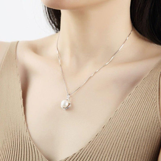 Collier pendentif perle solitaire boho en argent 925