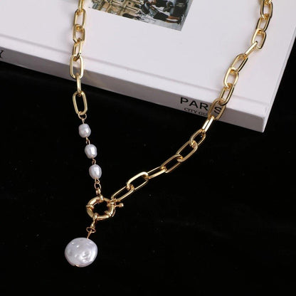Collier pendentif perles avec chaîne maillons