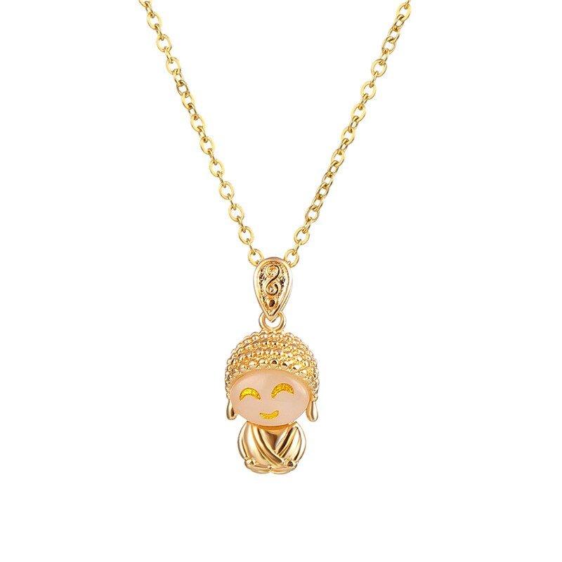 Collier pendentif petit Bouddha souriant en jade