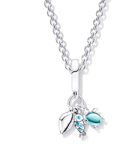 Collier pendentif poisson tortue coquillages en argent 925 - MonPendentif