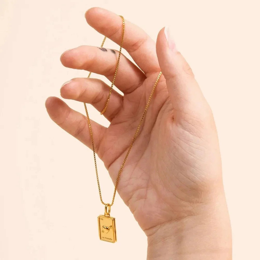 Collier pendentif porte photo carte coeur plaqué or