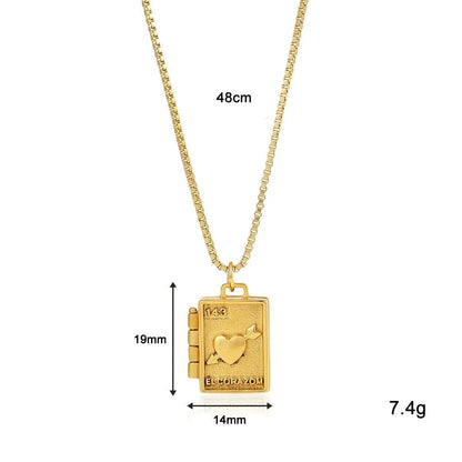 Collier pendentif porte photo carte coeur plaqué or