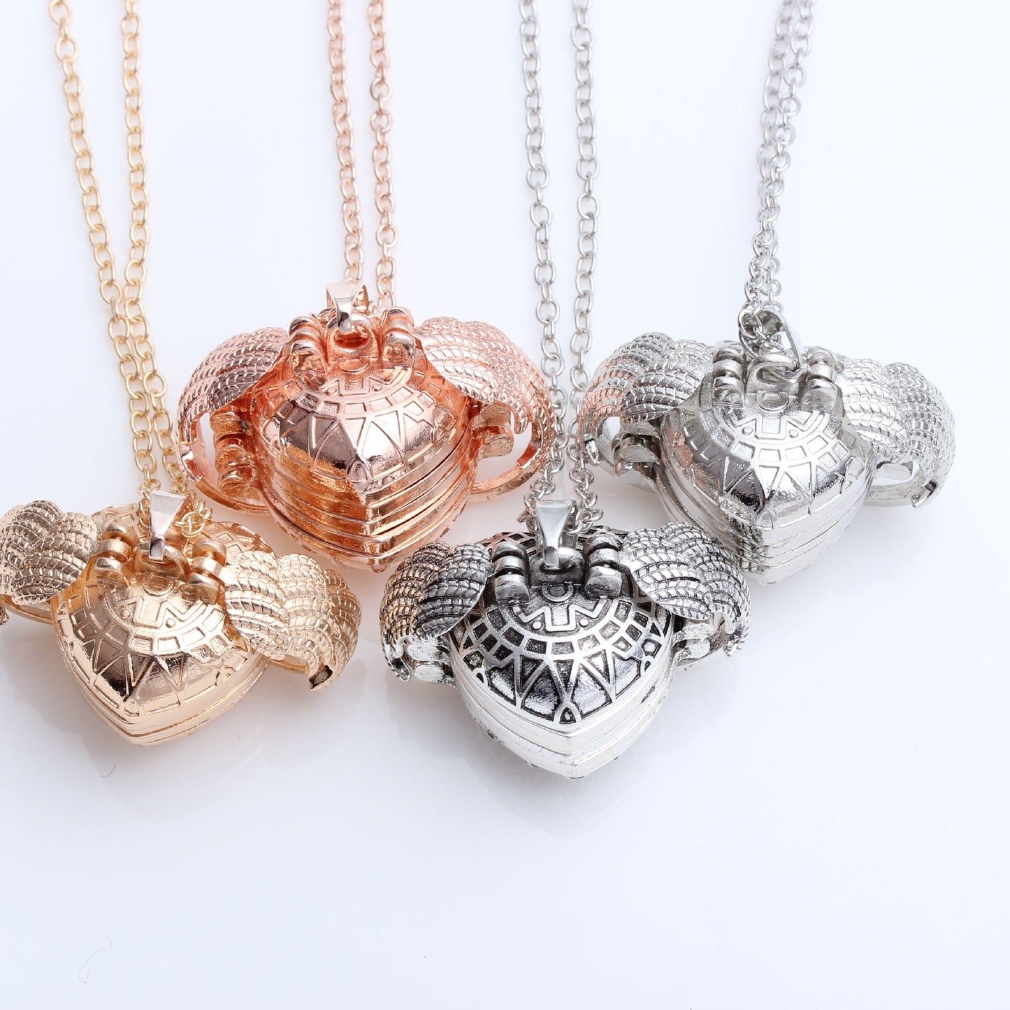 Collier pendentif porte photo cœur ailes argent / or / or rose