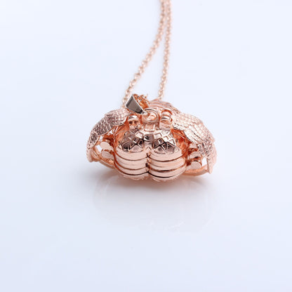 Collier pendentif porte photo cœur ailes argent / or / or rose