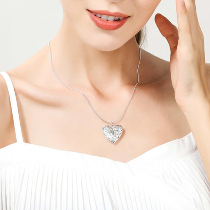 Collier pendentif porte photo coeur sculpté en argent 925