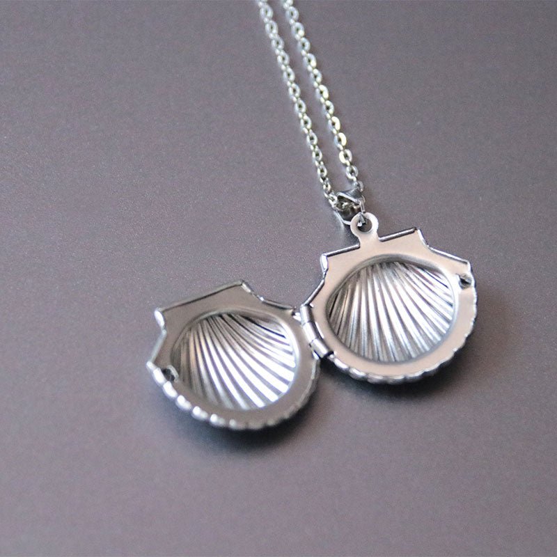 Collier pendentif porte photo coquillage plaqué argent