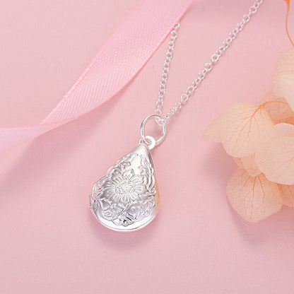 Collier pendentif porte photo goutte en argent 925