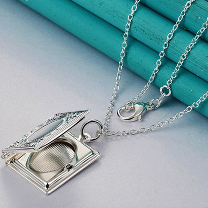 Collier pendentif porte photo livre en argent 925
