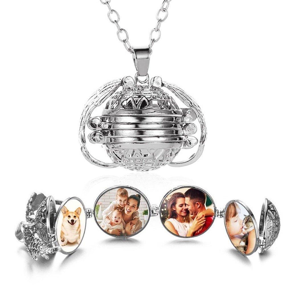 Collier pendentif porte photo multi photos plaqué or / argent