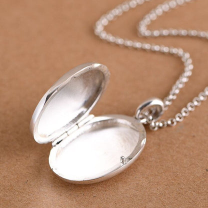 Collier pendentif porte photo ovale fleurs en argent 925